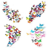 80 X Pcs 3d Colorido De La Mariposa Pegatinas De Pared Diy A