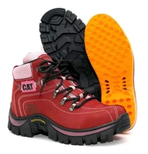 Bota Cat Couro Legitimo + Chinelo+palmilhagel Feminino Rf300