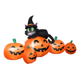 Inflable Halloween Decoración Gato Calabaza 1.5m Luz Led