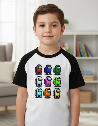 Playera Infantil Ranglan Among Us Mod2 Premium Manga Corta