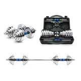 Kit Anilhas Halteres Barra Completo Na Maleta Dumbbell 30kg