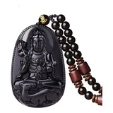 Collar Colgante De Obsidiana Zodíaco Boddha Amuleto Talismán