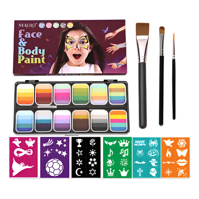 Set Profesional De Pintura Facial Acuarela Con Pinceles Y Pl