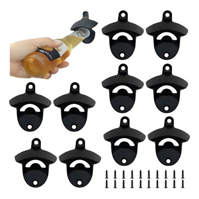 Velstron 10 Piezas Juego De Destapadores De Cerveza Estilo Vintage Para Montar En La Pared, Paquete De , Diseño Clásico,... Negro
