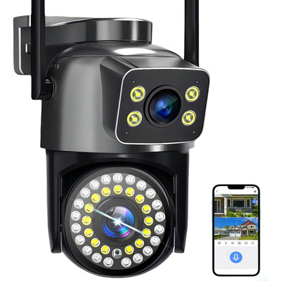 Cámaras de Seguridad Dheot Q6 Exterior Wifi Doble Lente Hd Foco 360° Visión Nocturna Alarma Color Negro | Envío gratis