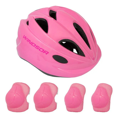 Kit De Casco Y Protecciones Windsor De Niños Para Bicicleta Color Rosa Talla P | Envío gratis