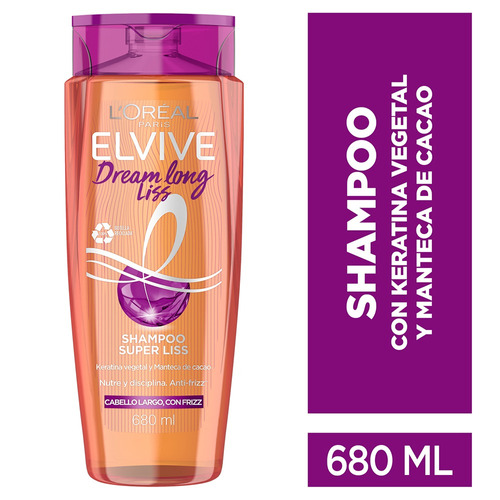  Shampoo Dream Long Liss 680ml Elvive Keratina Vegetal Y Manteca De Caco