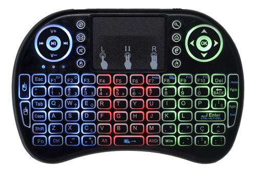 Mini Teclado Led Wireless Touchpad Iluminado Smartv Sem Fio