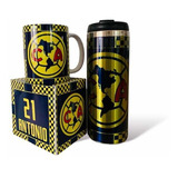 Termo + Taza Club America Azul Personalizado