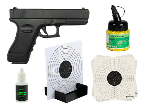 Pistola Airsoft Full Metal Spring + Bbs + Kit Alvo + Óleo