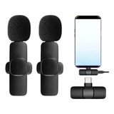 Microfone Lapela Duplo Sem Fio Compatível iPhone Android