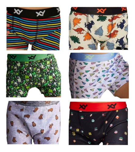 Xy Boxer Niño Estampados Surtidos Talle 2 Al 12 Pack X 6 Uni