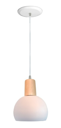 Lampara Colgante 1 Luz Bocha Madera Nordico Escandinavo