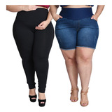 Kit Calça Legging E Short Jeans Plus Size 1460/1738