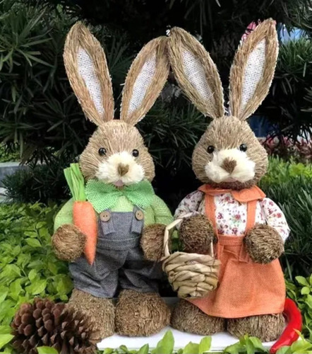 Casal Coelho Da Pascoa Enfeite E Decoração