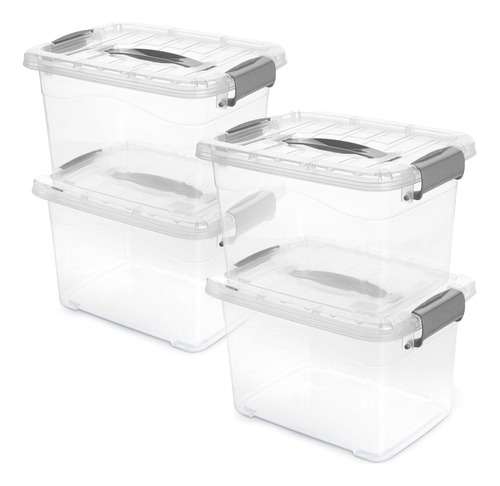 4 Cajas Organizadoras Plásticas Transparentes Con Tapa 5.5 L