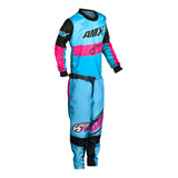 Kit Roupas Piloto Infantil Amx Prime Race Azul / Rosa Trilha