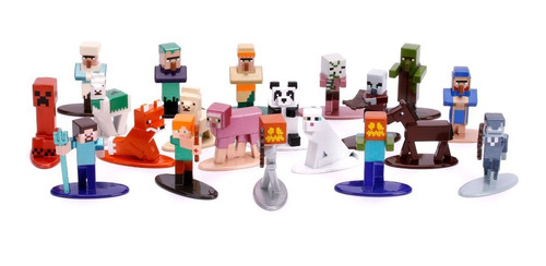 Pack 20 Mini Figuras 1.65 Minecraft Metalfigs 31431 Jada