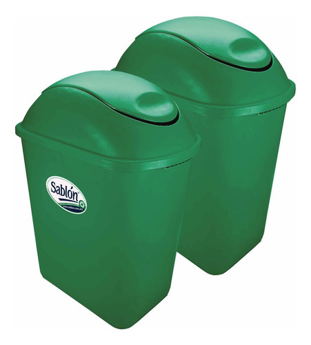 2 Pack Cesto Jumbo 26 L Sin Asas C/tapa Balancín En Colores Color Verde