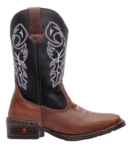 Bota Texana Infantil Masculina Bordada De Couro Promoção 