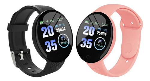 Reloj Smartwatch Inteligente D18 Combo Negro + Rosa Premium