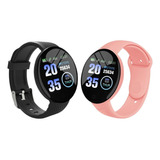 Reloj Smartwatch Inteligente D18 Combo Negro + Rosa Premium