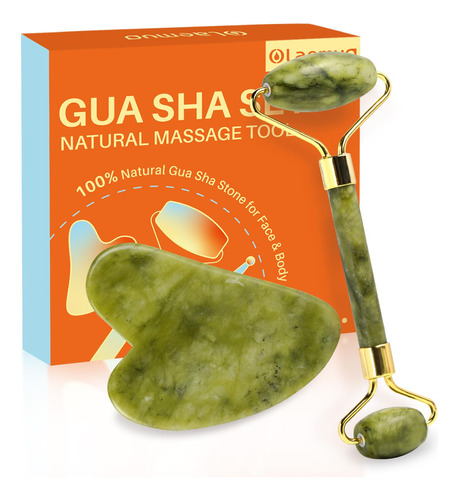 Olaemuo Jade Gua Sha Y Rodillo Facial, Juego De Herramientas