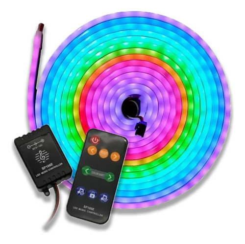 Kit Tira De Led Neon Rgb Pixel 2835 Audioritmico Rgbw 5mts