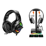 Audifono Runmus Gaming Rgb + Base Audifonos Rgb Con Usb