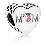 Charm,dije Pandora Corazón Mom Cubic Rosa Plata 925 Original