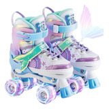 Patins Infantil Sereia Roxo Com Tamanh  Ajustável 