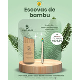 Kit Com 5 Escovas De Bambu 100% Biodegradáveis
