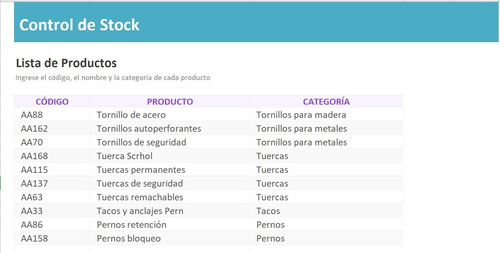 Excel Control De Stock 