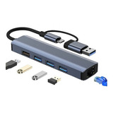 Adaptador Red Usb Y Usb-c 3.0 A Rj45 1000 Mbps Multi Hub 3.0