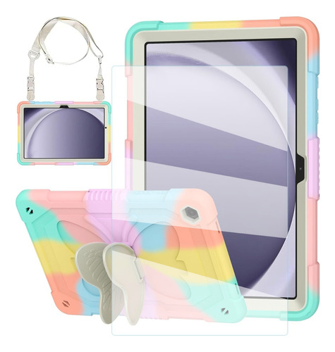 Mica +funda Para Galaxy Tab A9 Plus Correa Mariposa Arcoiris