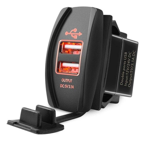 Cargador Adaptator Toma Usb Auto Doble Usb Embutir 12v 24v Color Rojo