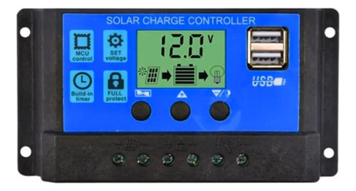 Controlador Painel Solar Carga Usb Display Lcd Pmw 60a