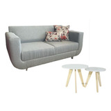 Sofa Sillon 2 Cuerpos + Mesas Ratonas Living/confort