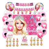 Set Decoración Globos Más Telón Barbie Cumpleaños 