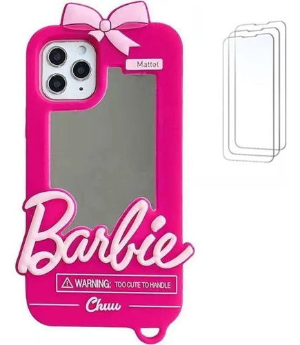 Barbie Funda Protectora Con Espejo Y Charm Para Móvil Rosa