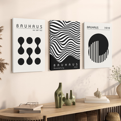 Set X3 Cuadros Decorativos 30x45 - Bauhaus 12 - Canvas