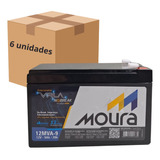 Kit 6 Bateria Estacionária 12v 9ah Nobreak Alarme Moura