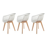 Kit 3 Cadeiras Para Mesa De Jantar Cozinha Web Wood Branca
