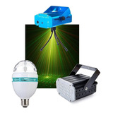 Combo Laser Lluvia + Flash Audioritmico + Lampara Giratoria
