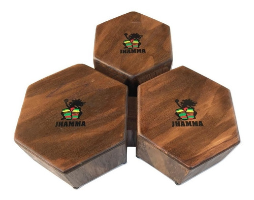 Bongô Cajon Triplo Jhamma Percussões Rustic Exelente Som !!