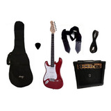 Combo Guitarra Electrica Parquer Roja Zurdo Amplificador 10w