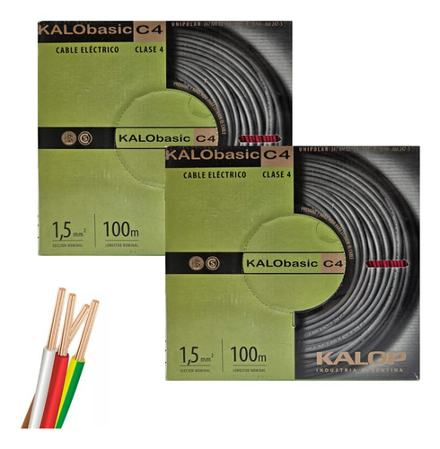 Pack X2 Cable Unipolar 1.5mm Kalop Normalizado (200 Metros)