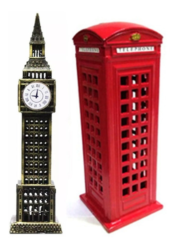 Cabine Telefonica E Relogio Big Ben Miniatura