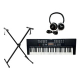 Kit Teclado Musical Iniciante +  Suporte Em X Tipo Casio