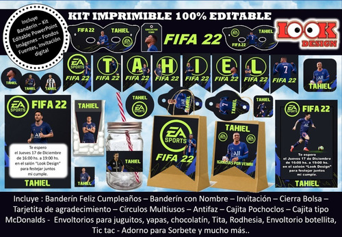 Kit Imprimible Candy Bar Fifa 22 Futbol Soccer 100% Editable